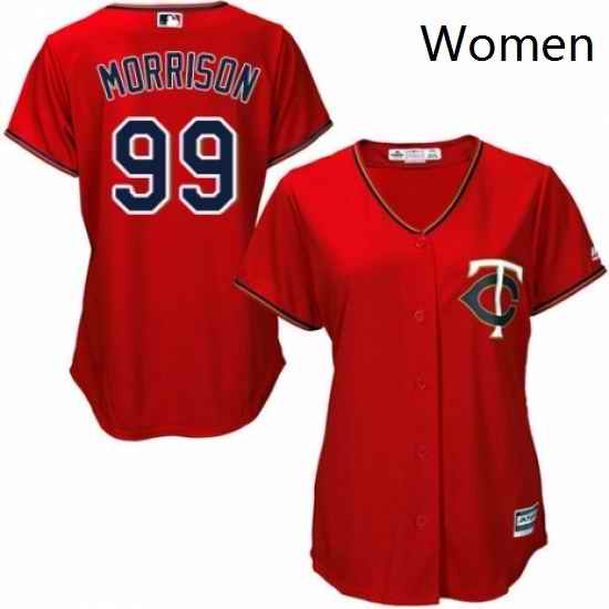 Womens Majestic Minnesota Twins 99 Logan Morrison Replica Scarlet Alternate Cool Base MLB Jersey